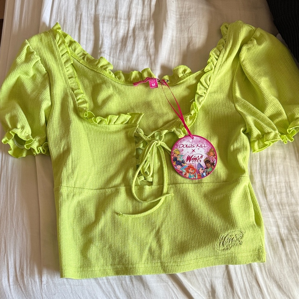 Dolls Kill Lime Green Ruffle Winx Top